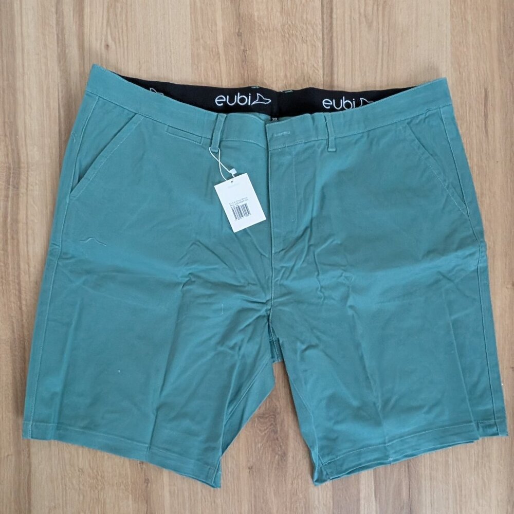 NWT Eubi Classic Chino Shorts Stretch 9" inseam Teal XXXL